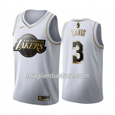 Maglia NBA Los Angeles Lakers Anthony Davis 3 Nike 2019-20 Bianco Golden Edition Swingman - Uomo